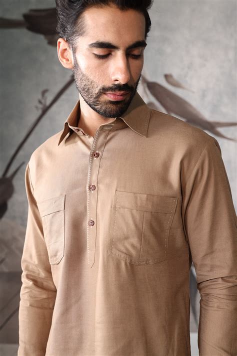 Men's Beige linen saif kurta set – Bhasin Brothers