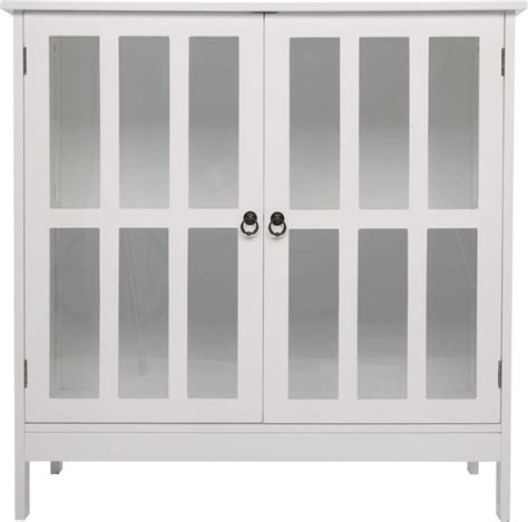 Transparent Double Door Side Cabinet White Bathroom Floor Cabinet Side ...