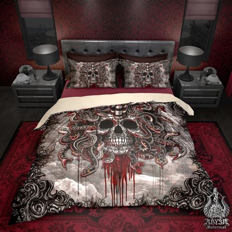 Gothic Bed Cover, Duvet or Comforter, Horror Medusa, Goth Bedding Set ...