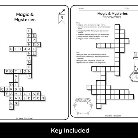 Halloween Crossword Puzzles - Spooky Vocabulary Challenge for Grades 6-8