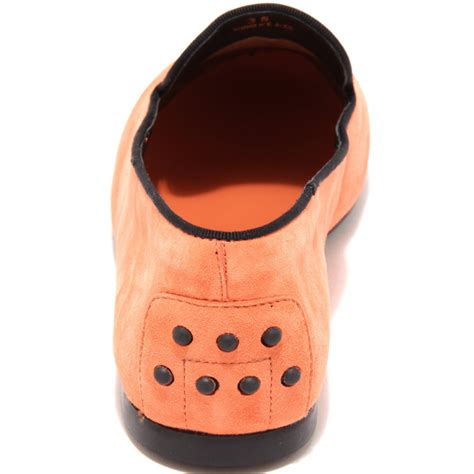 49462 mocassino ARANCIO TOD'S GOMMA PANTOFOLA donna loafer shoes