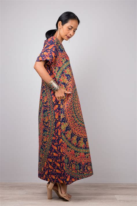 Boho Cotton Dress Short Sleeve Summer Dress Loose Fit - Etsy