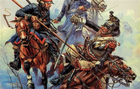 Wallpaper Winter, Figure, Battle, Picture, Soldiers, Horse, Art ...