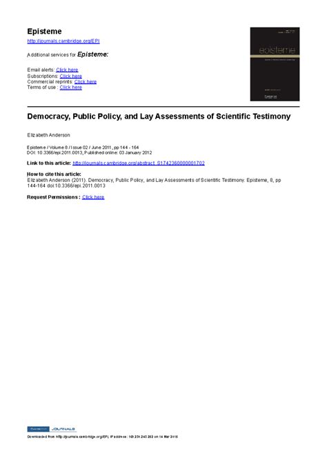 Anderson lay assessment of scientific testimony - Episteme journals ...