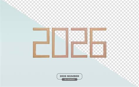 Modern 3d 2026 number render with transparent alpha channel | Premium PSD