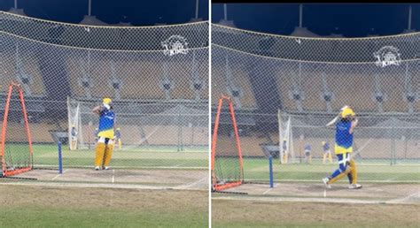 [Watch] CSK captain MS Dhoni in vintage avatar hitting huge six in nets ...