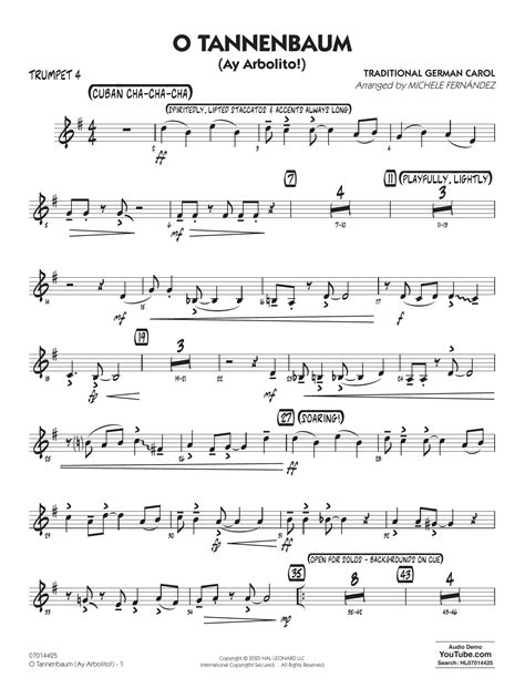 O Tannenbaum (arr. Michele Fernández) - Trumpet 4 by Traditional German ...