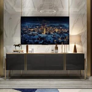 NG Decor Salley Champagne TV Stand Post-Modern Rectangle Console with 4 ...