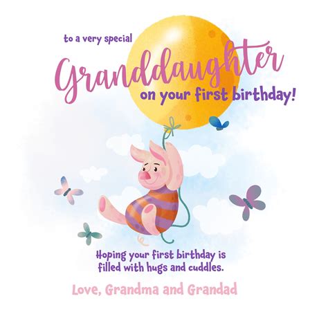 Happy 1st Birthday Granddaughter Piglet Card | Boomf