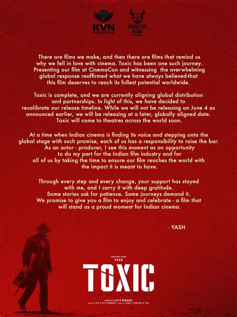 Toxic postponed again: Yash shares update on new release date, netizens ...