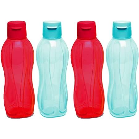 Tupperware Fliptop Plastic Water Bottle, 750 ml (Multicolour) - Set of ...