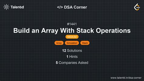 1441. Build an Array With Stack Operations - Medium | DSA Corner | Talentd