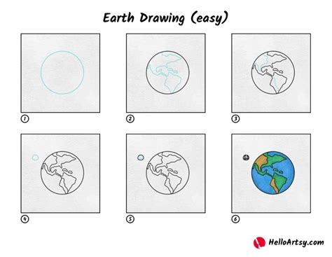 Earth Drawing (easy) - HelloArtsy