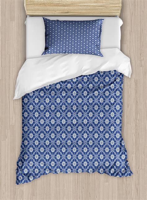 Azulejo Duvet Cover Set, Continuous Traditional Portuguese Spanish Folk ...