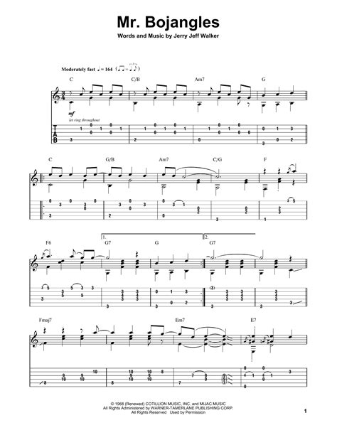 Mr. Bojangles by Chet Atkins Sheet Music for Guitar Tab (Single Guitar ...