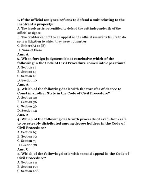 Civil procedure code_MCQ document for LLB - 1. If the official assignee ...