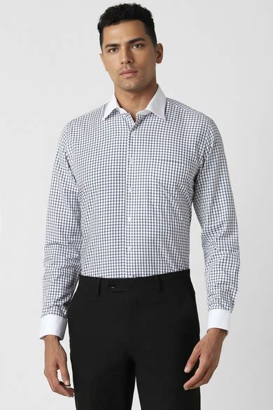 Buy Men White Slim Fit Check Full Sleeves Formal Shirt Online ...