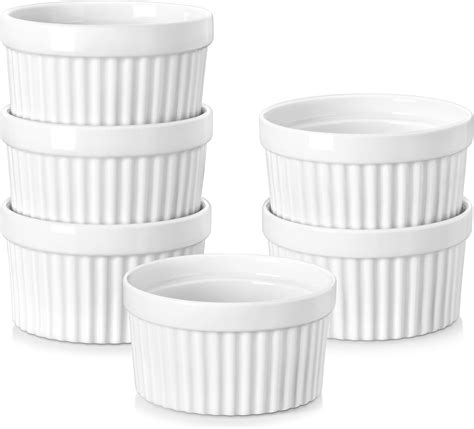 MALACASA Ramekins Set of 6, 4 oz Porcelain Creme Brulee Ramekins, Small ...
