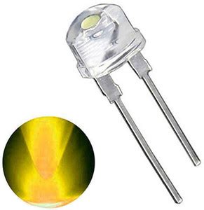 Wizzo (Pack of 20 Pcs) Transparent Yellow LED 8mm 3V DC 2 Pin (YELLOW ...