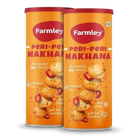 Farmley Roasted Makhana, Peri Peri Flavour | 77g Each | Healthy Snack ...
