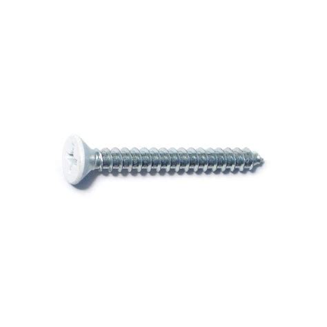 Midwest Fastener Wood Screw, #9, 1-1/2 in, White Steel Flat Head ...