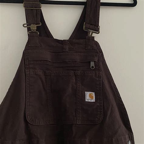 brown carhartt overalls - Depop