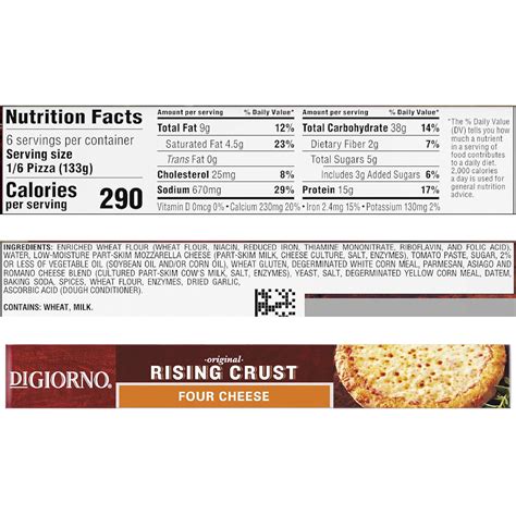Digiorno Cheese Pizza Nutrition Label | Besto Blog