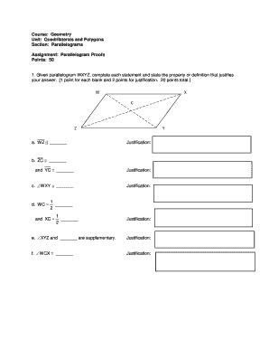 Parallelogram Proofs Assignment - Blank Fillable Template | Fill Out ...