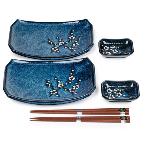 Blue Hana Blossom Plate Set – The Japanese Shop