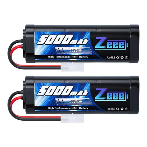 Buy Zeee 7.2V 5000mAh NiMH Battery with Tamiya Plug 6-Cell Rechargeable ...