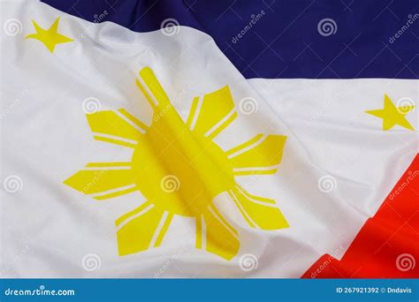 Philippine Flag Showing the Famous Sun and Stars Stock Photo - Image of ...