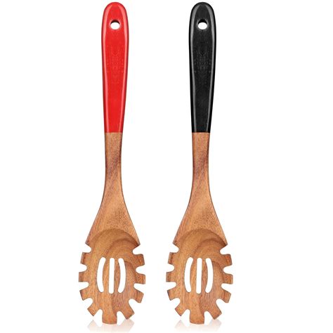 2 Pcs Wooden Pasta Spoon Spaghetti Serving Spoon Pasta Server Utensils ...