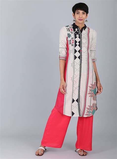 Buy White Collar Neck Printed kurta @ 1699 | W for woman – wforwoman