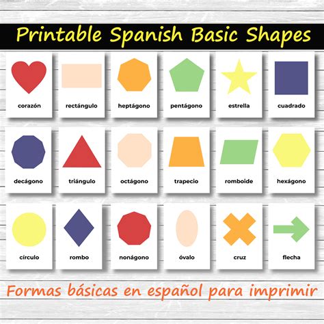 Basic and Geometric Shapes Flashcards in Spanish Flashcards De Figuras ...