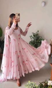 KRUUPAFASHION Women Gown Pink Maxi/Full Length Dress - Buy ...