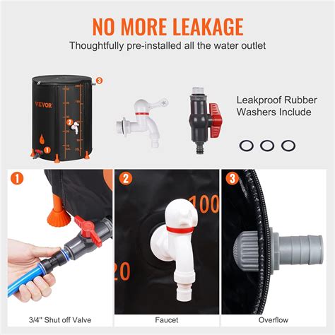 Buy VEVOR Collapsible Rain Barrel, 53 Gallon Large Capacity, PVC ...