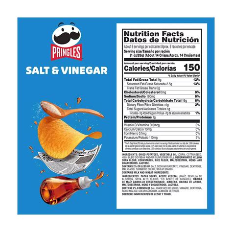 Buy Pringles Potato Crisps Chips Salt and Vinegar, Lunch Snacks, 5.5 oz ...
