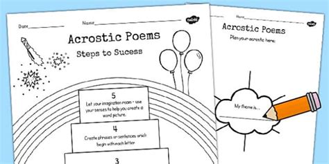Recognise Some Different Forms Poetry Acrostics Planning Sheet