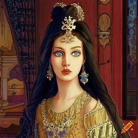 Ornamental illustration of a beautiful princess