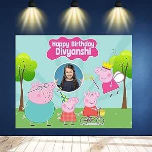 Dekor Spree Peppa Pig Birthday Backdrop Banner - Personalized, Vibrant ...