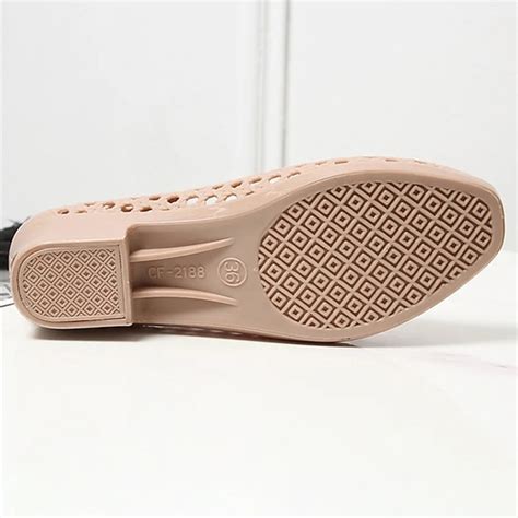 Women's Navy Blue Hollow Slip-On Flats – Lightweight Breathable Jelly ...