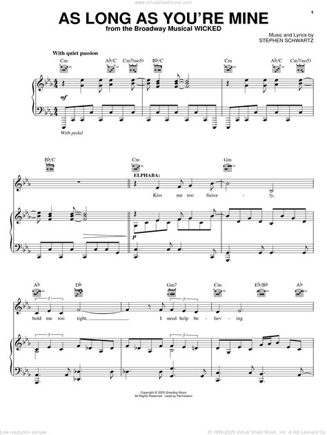 As Long As You're Mine (from Wicked) sheet music for voice, piano or guitar