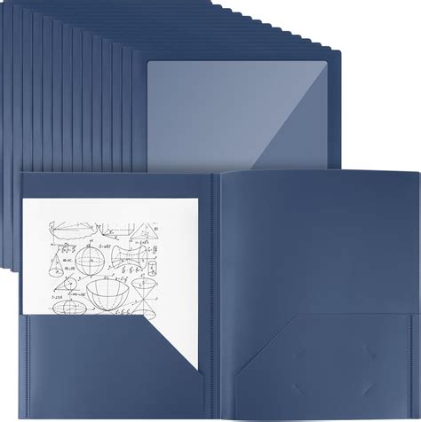 Teling 24 Pcs Heavy Duty 2 Pocket Folders with Front Clear Pocket ...