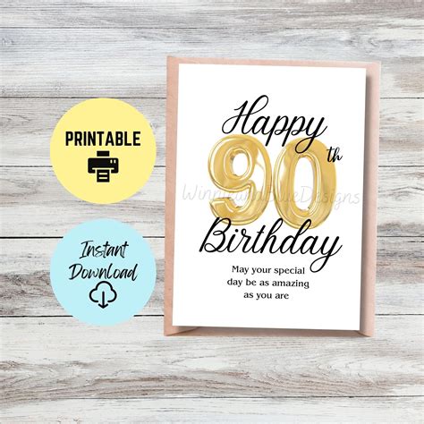 90th Birthday Card Printable & Free - Ark for Kids