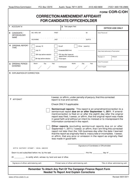 2011 Form TX TEC COR-C/OH - Blank Fillable Template | Fill Out, Print ...