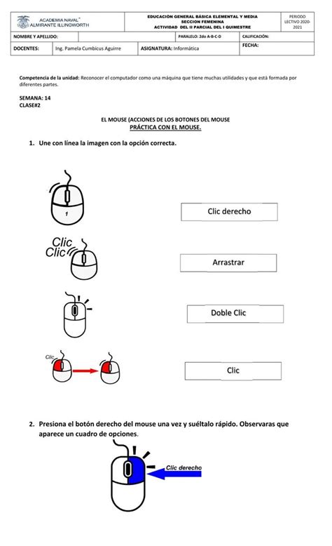 Image result for How to Use a Computer Mouse Worksheet