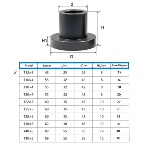 T12x3 Black Round Shaft Coupling 45 Steel T Shape Nuts