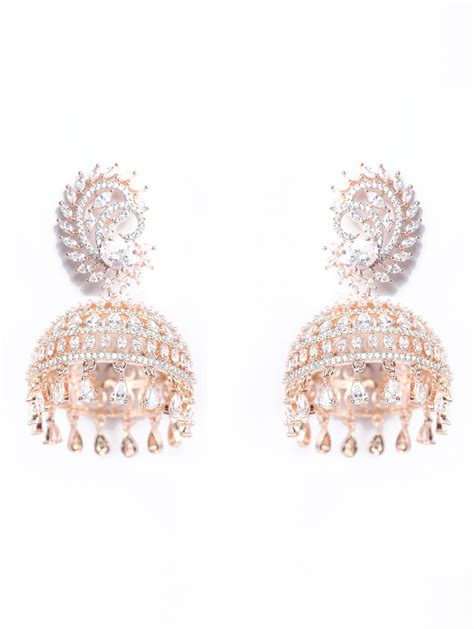 American Diamond Rose Gold Plated Jhumka Earring – Priyaasi