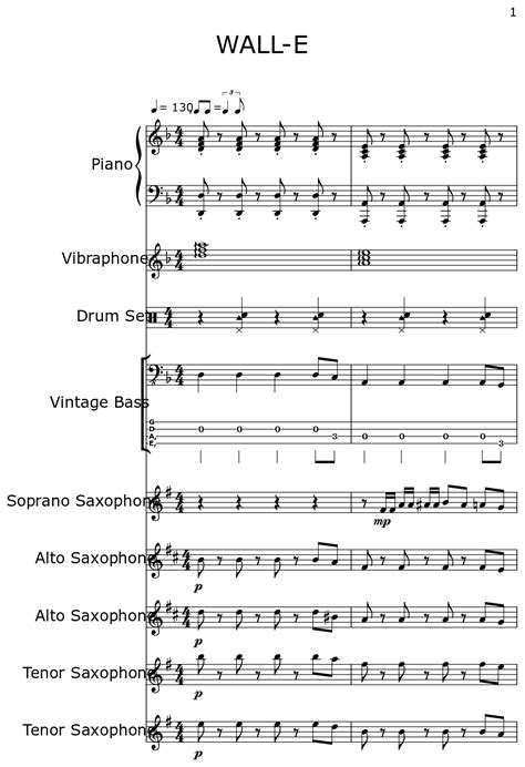 WALL-E - Sheet music for Piano, Vibraphone, Drum Set, Vintage Bass ...