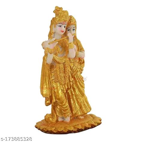 Golden Radha Krishna Idol Statue Decoration